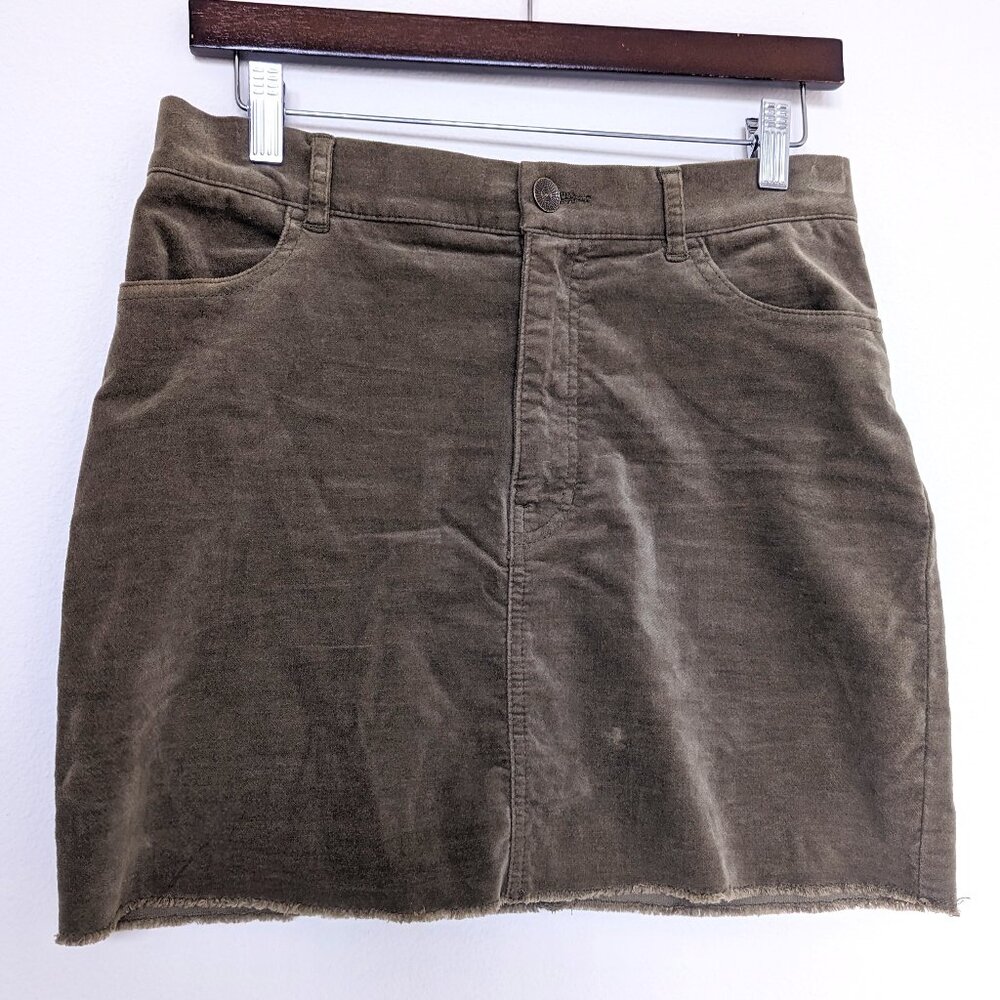 Forever21 Olive Velvet Stretch Mini Skirt, M